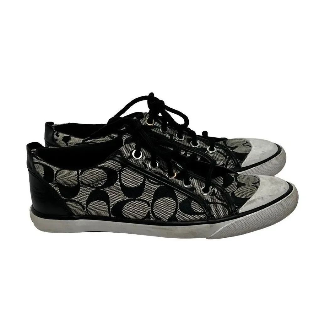 Coach barrett black and gray signature logo sneakers size 6B